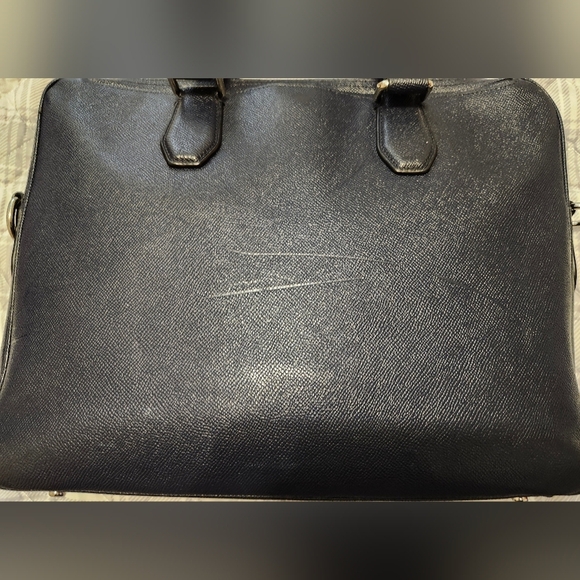 COACH Leather Navy Kennedy Briefcase Used Conditiom. No shoulder strap,corners - Picture 8 of 11